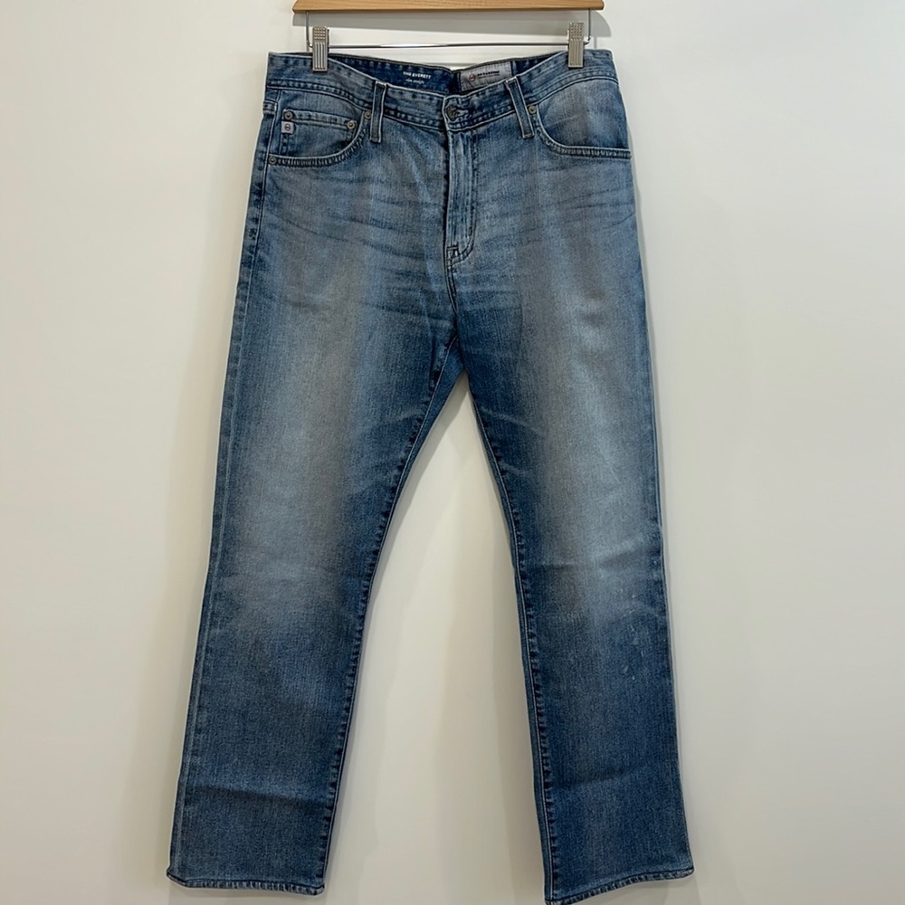 AG Adriano Goldschmied The Everett slim straight light blue wash denim pants